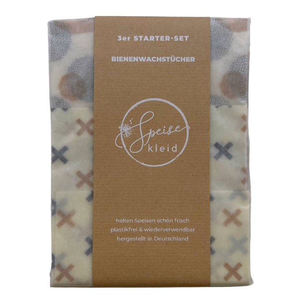 Dots-Kreuze Bienenwachstücher 3er Starter-Set